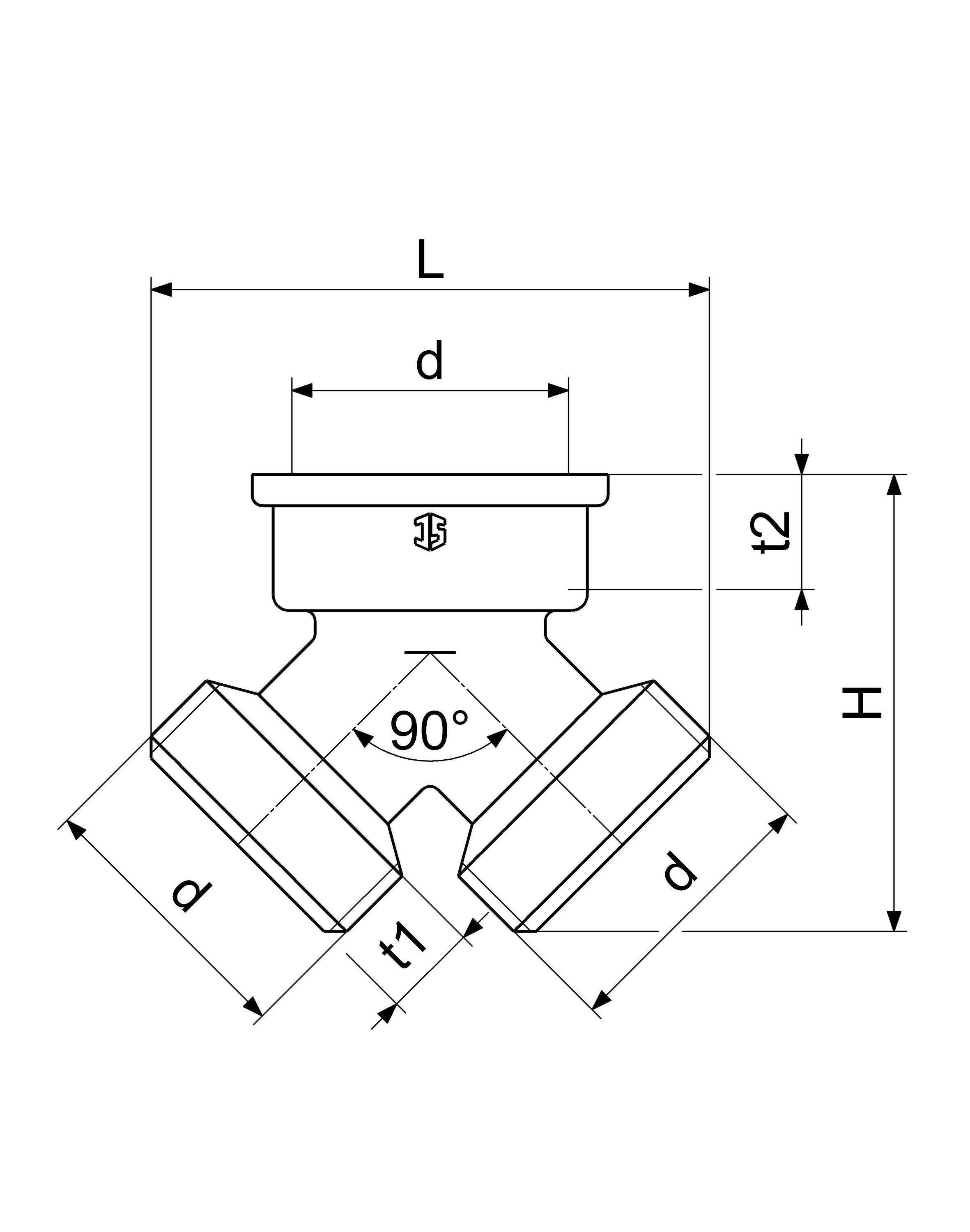 Schlösser Y-Verteilerstück DN 20, 3/4, Messing blank, 2x AG, 1x IG