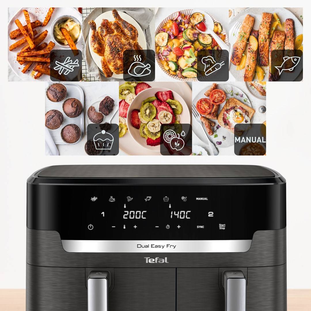 Tefal EY942H Dual Easy Fry Heißluftfritteuse 11L
