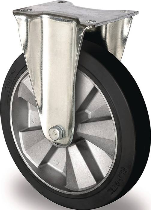 Schwerlastbockrolle D.250mm Trgf.500kg Elastikgummi Bau-H.295mm TECWERK