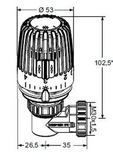IMI Heimeier Thermostat-Kopf Set WK, Winkelform, für Ventilheizkörper mit M30x1,5, Weiß
