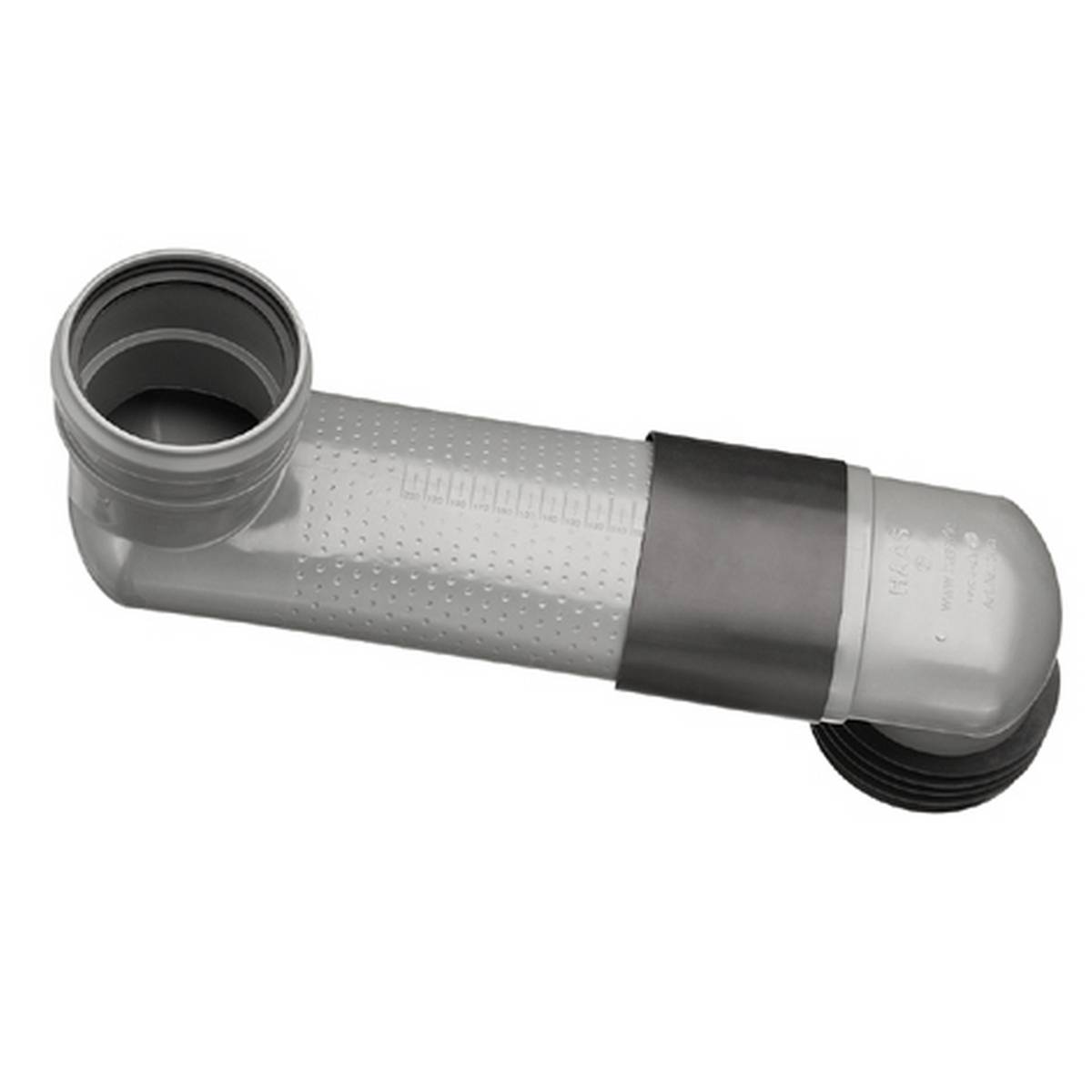 Haas WC-Versprungbogen waagerecht DN 90/110, einstellbar 15–35 cm, Einbauhöhe 80 mm