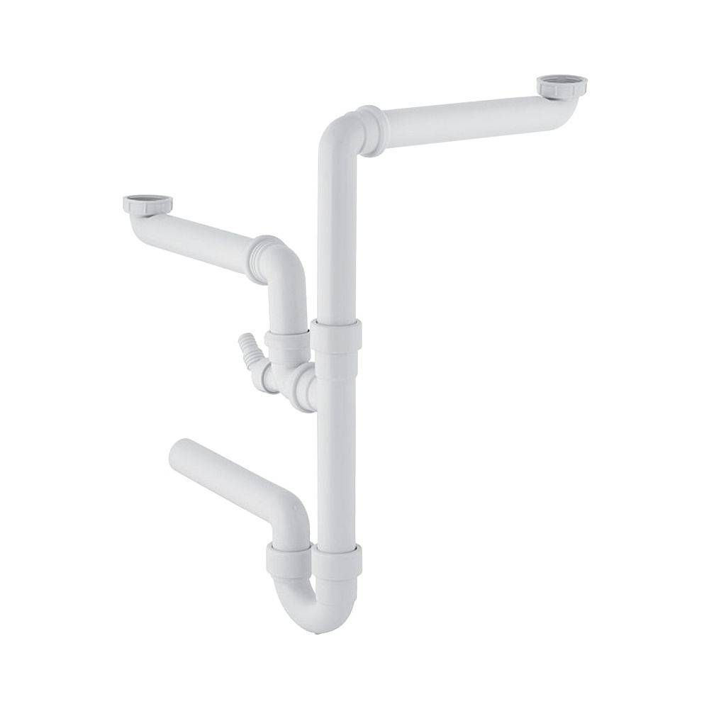 Geberit Fertigablauf 2teilig, raumspar d40mm G1 1/2 weiss mit Schlauchtuelle, 1 Stk.
