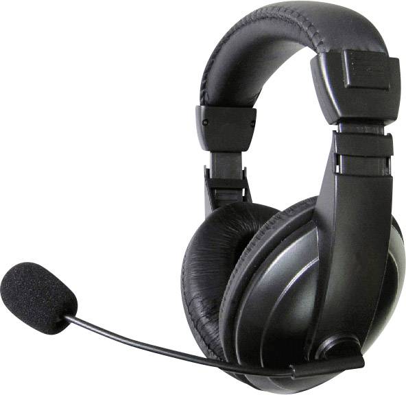 Basetech BT-260A Computer Over Ear Headset kabelgebunden Stereo Schwarz Lautstärkeregelung, Faltbar