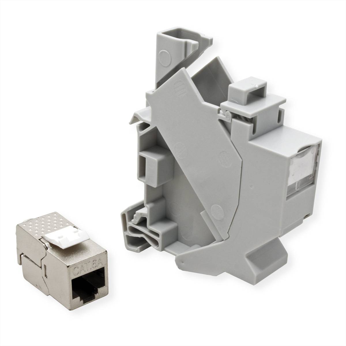 Roline Tragschienenadapter für Keystone Module, inkl. Cat.6A Keystone, geschirmt, 45°