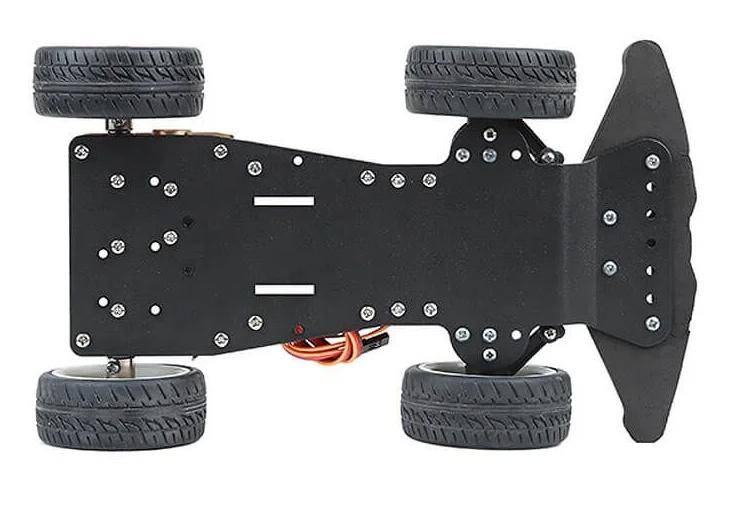Elecrow 4-Rad-Chassis Set, servogesteuerte Lenkung, Metallgetriebe, Motor, für Arduino, 142-teilig
