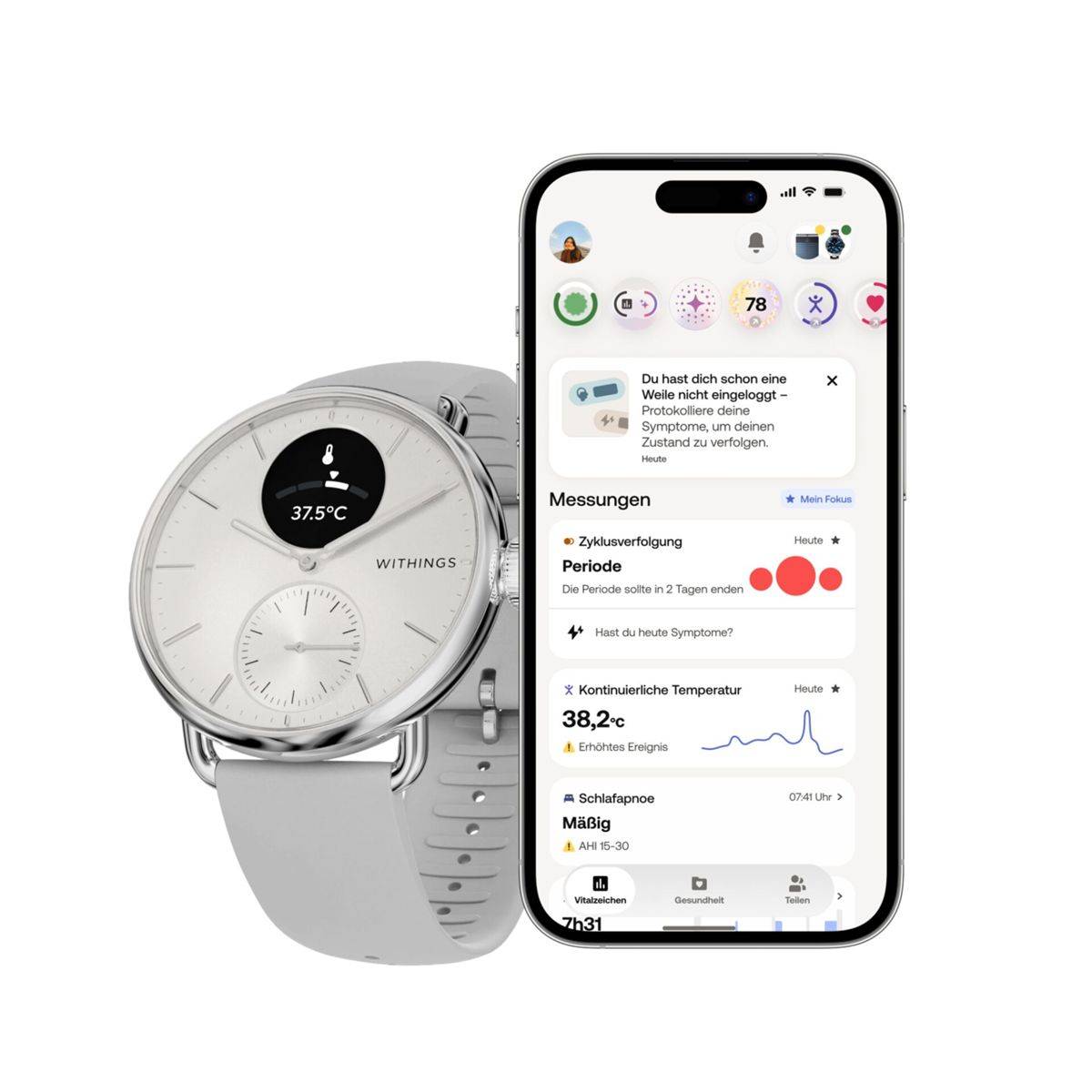 Withings ScanWatch 2, 38 mm white