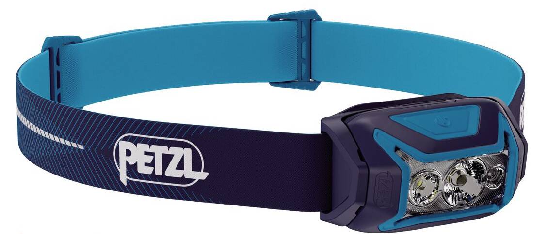 Petzl Actik Core, Stirnband-Taschenlampe, Blau, Tasten, Akkustand, IPX4, LED