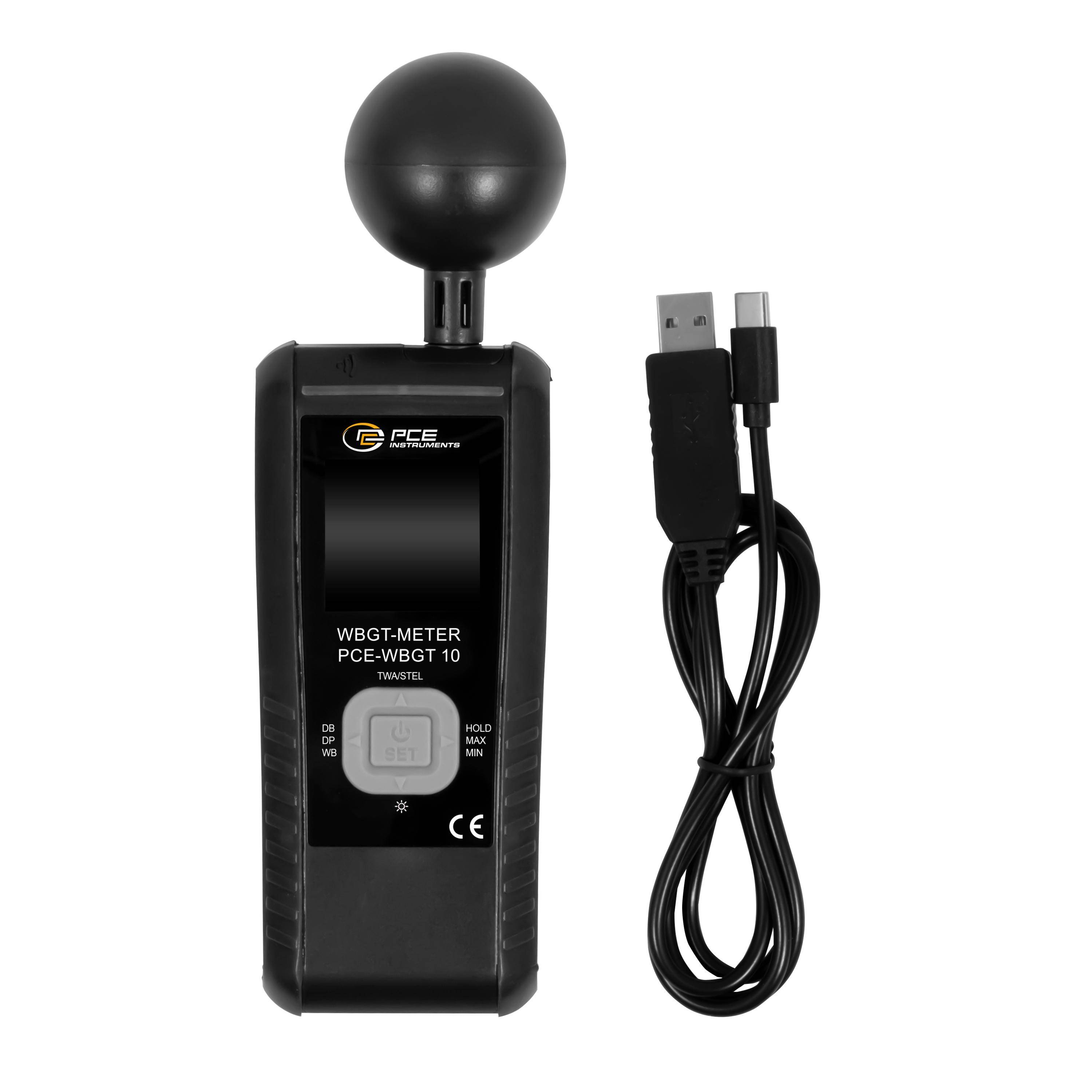 PCE Instruments Umweltmessgerät PCE-WBGT 10 |0 ... 100% r.F. |-20 ... 125°C |WBGT Alarm |Datenlogger |2000 mAh |USB-C