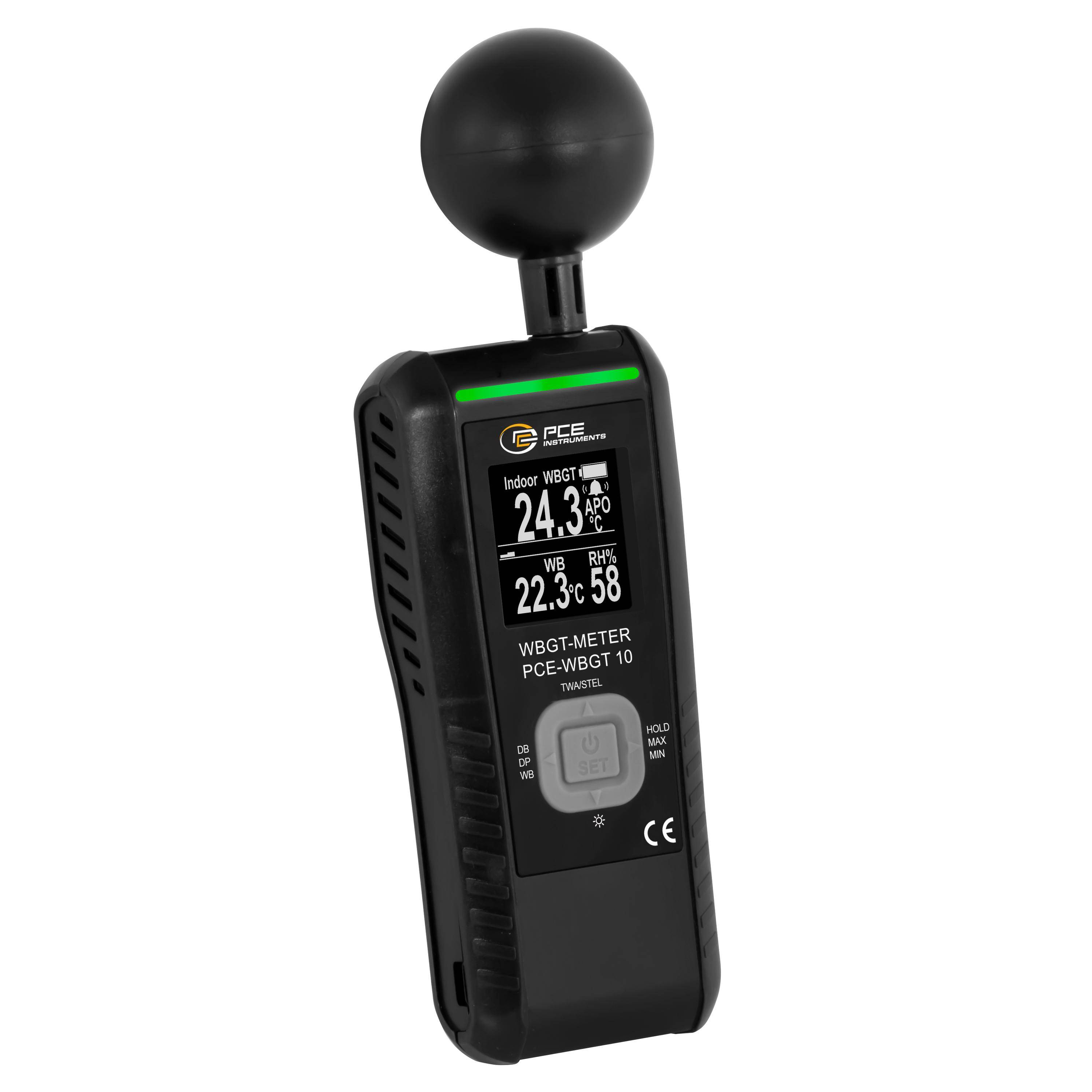 PCE Instruments PCE-WBGT 10 Luftfeuchtigkeits- und Temperaturdatenlogger 0% rF 100% rF Datenloggerfunktion