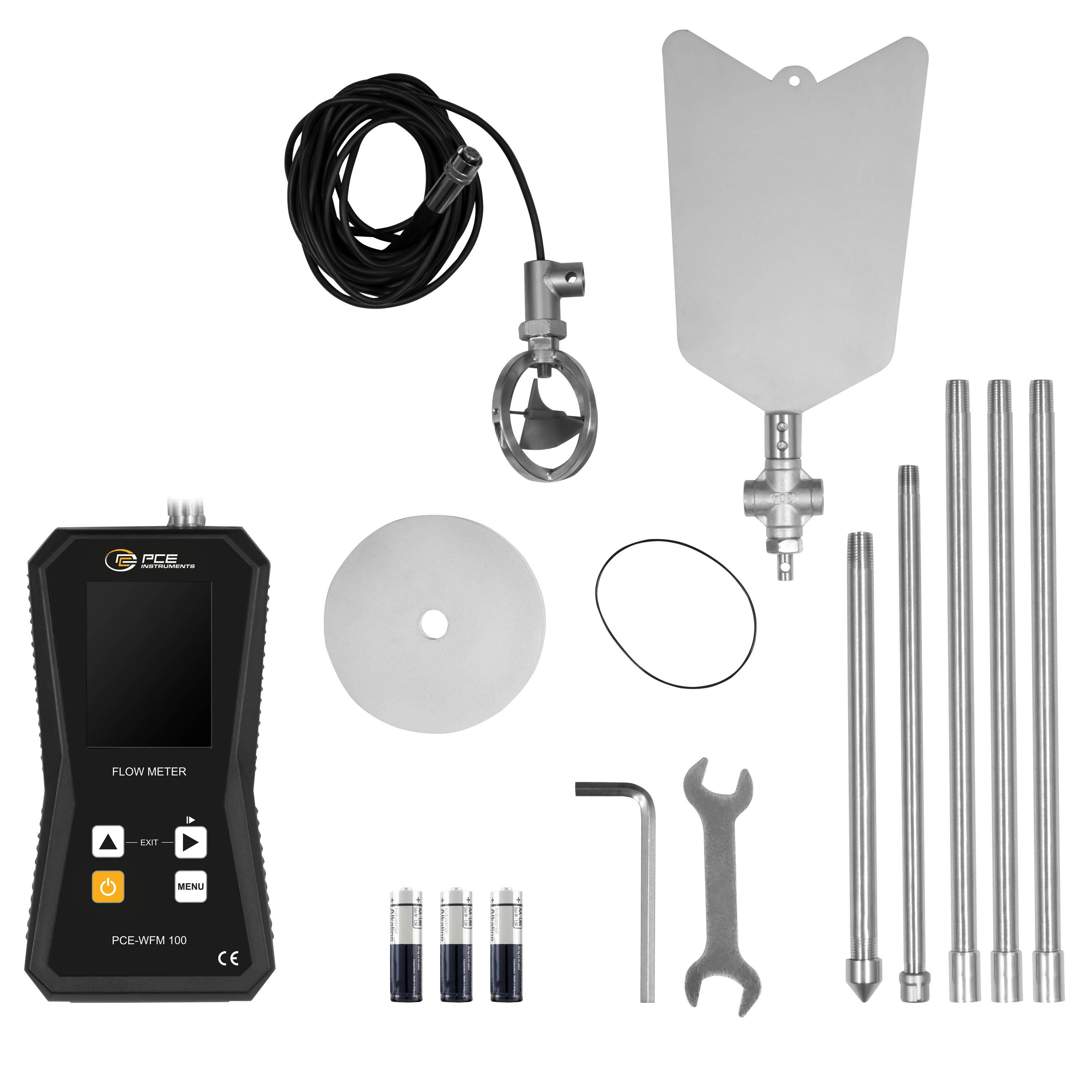 PCE Instruments Strömungsmessgerät PCE-WFM 100 |0,01.. 10m/s |Hall-Sensor |5m |Durchfluss- Volumenstromberechnung |Timer