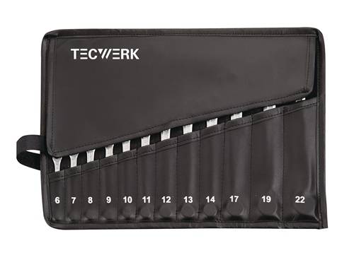 Ringmaulschlüsselsatz 12-tlg.SW 6-22mm Form A CV-Stahl in Rolltasche TECWERK