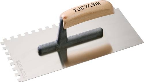 Glättekelle L.280mm B.130mm Zahn 8x8 rostfr.m.H-Heft VA S.0,7mm TECWERK