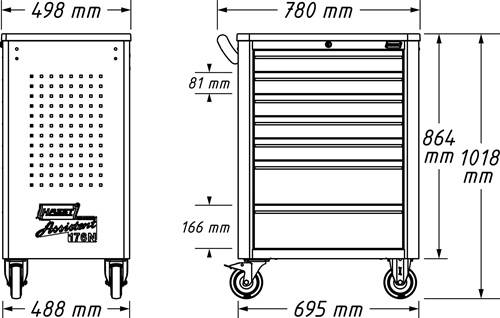 Wkz.wagen 176N-7 B498xT780xH1018mm 480kg 7 Schubl.HAZET