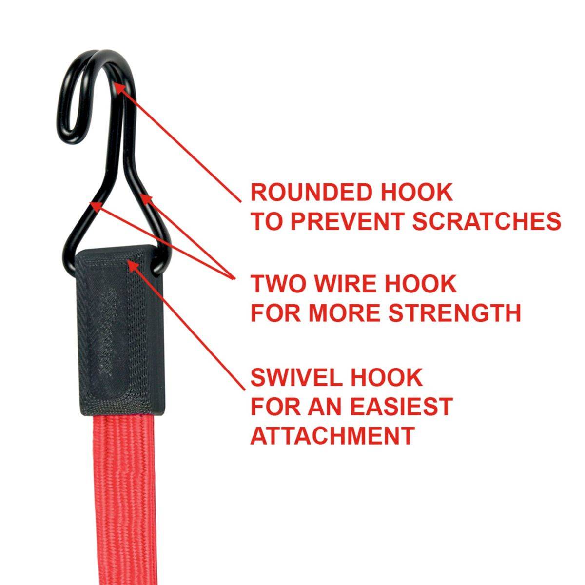 MASTERLOCK - MASTER LOCK 60 cm x 18 mm Smooth Gummi-Spannseil, Rot, 1,8 cm, 60 cm