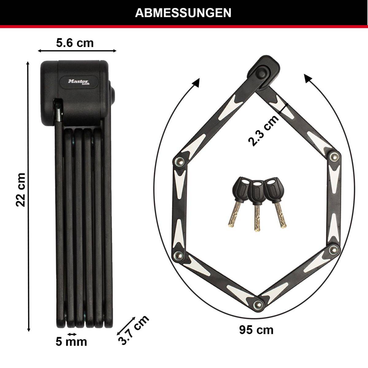 MasterLock Faltschloss VdS mit Schlüssel 8333EURDPRO