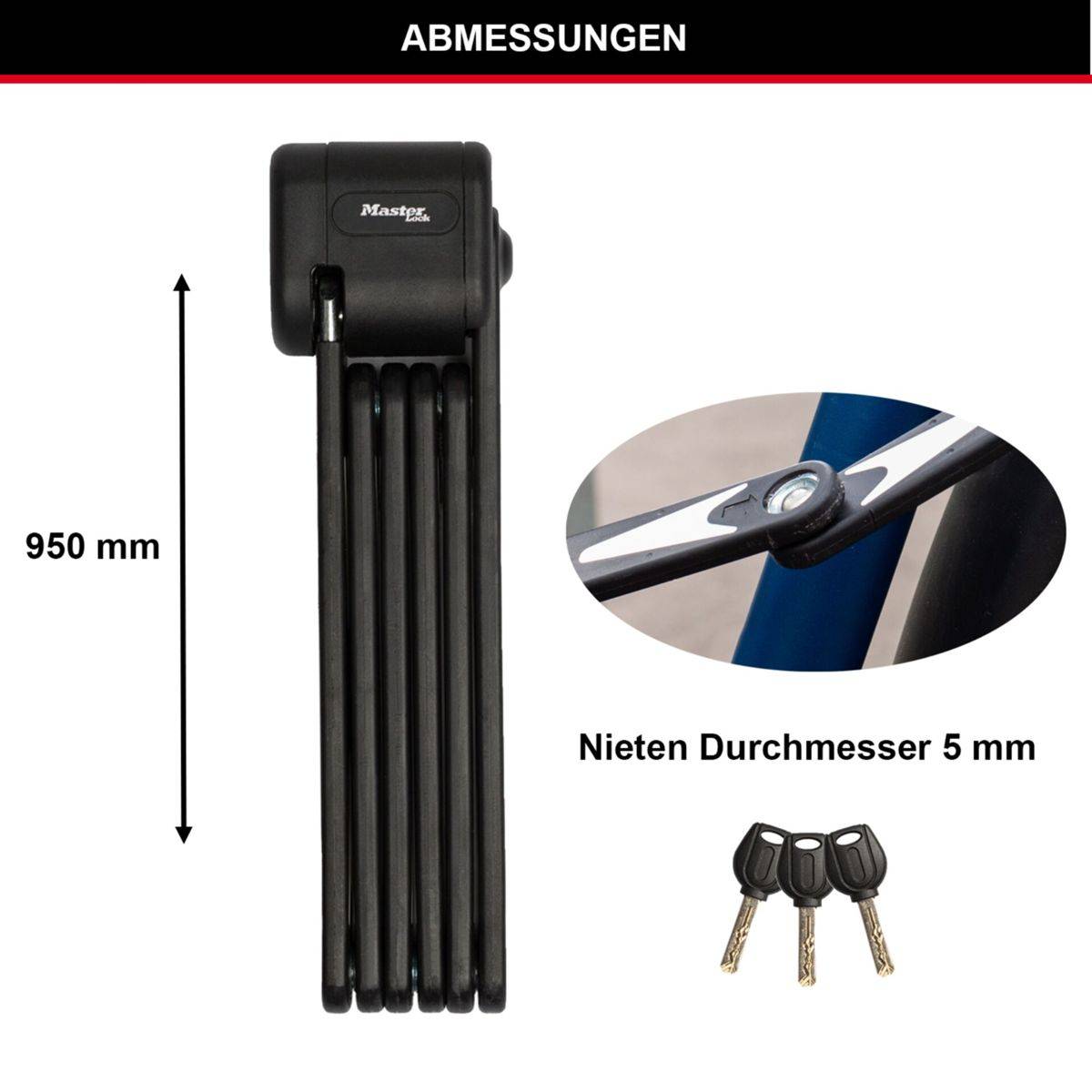 MasterLock Faltschloss VdS mit Schlüssel 8333EURDPRO