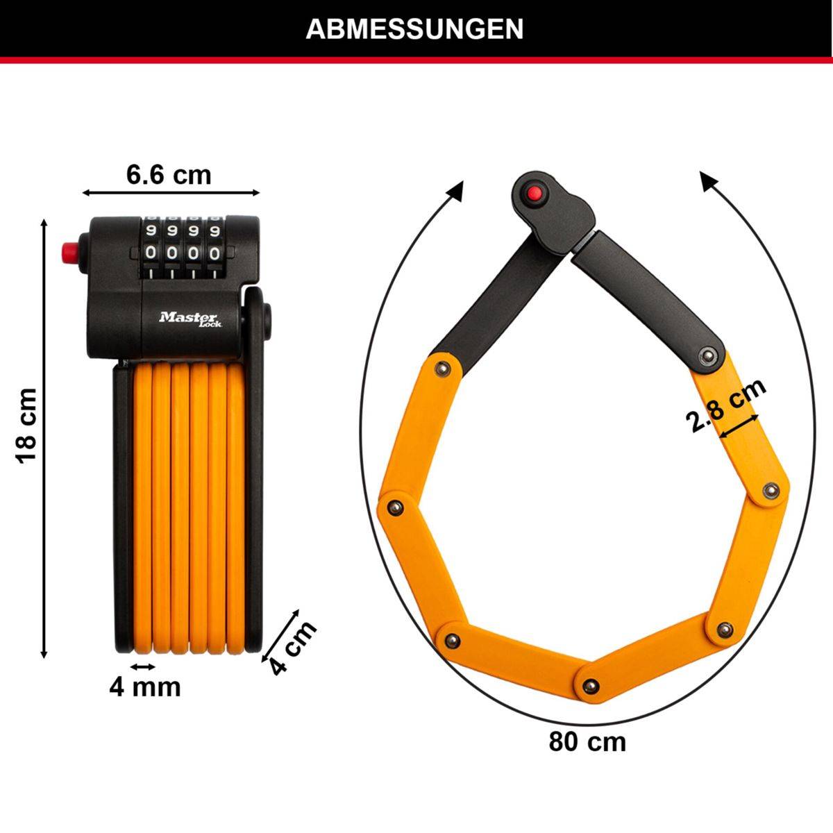 MasterLock Faltschloss mit Zahlenschloss 8336EURDPRO