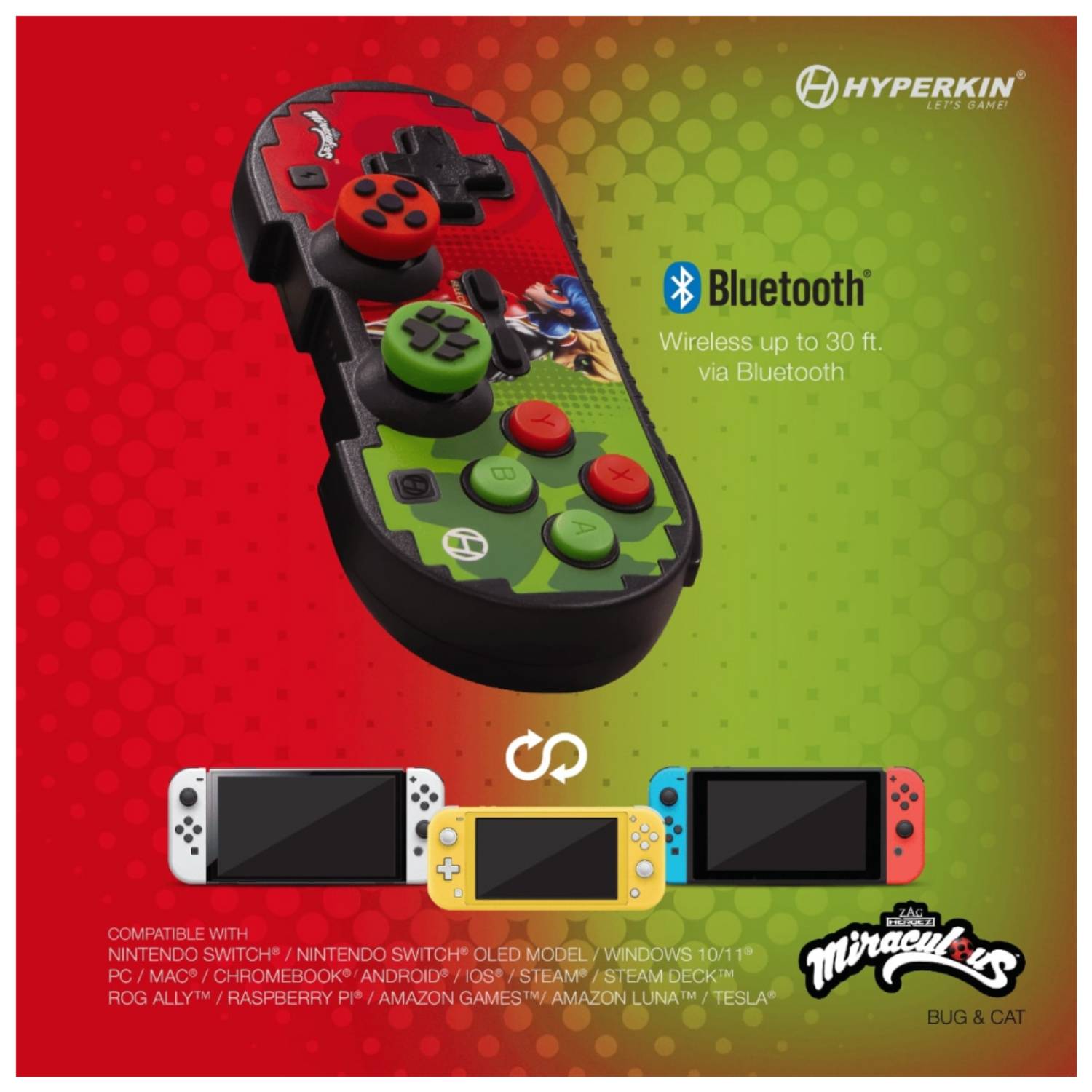 Hyperkin Pixel Art, Gamepad, Nintendo Switch, Nintendo Switch Lite, Nintendo Switch OLED, Kabellos,