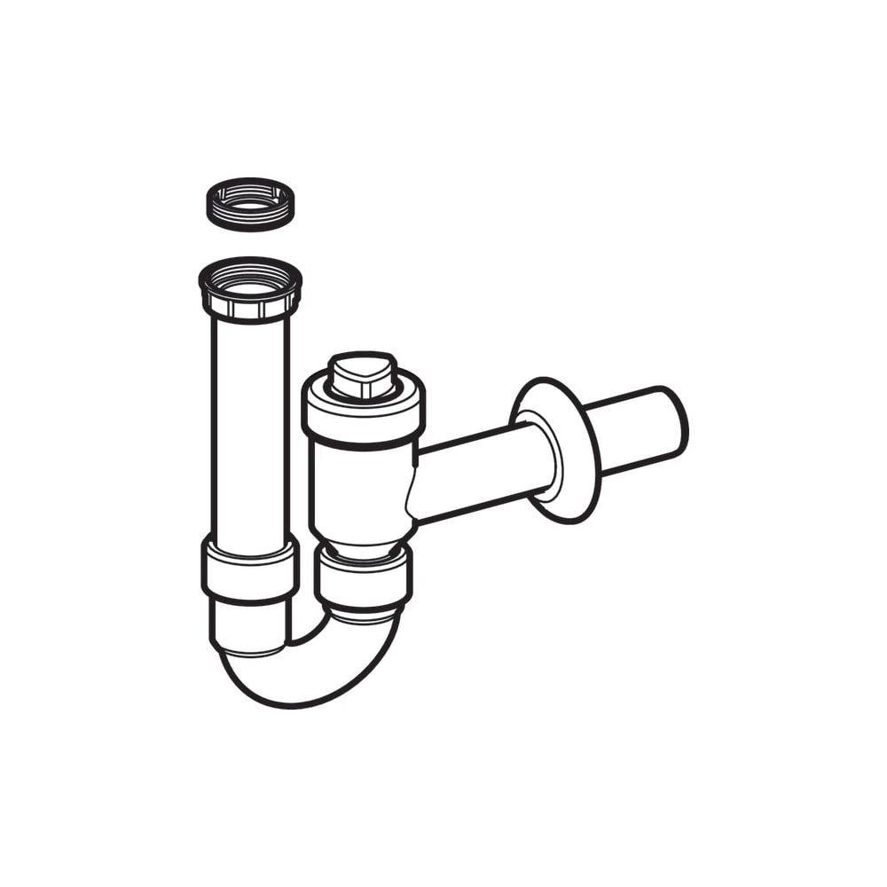 Geberit Röhrensiphon in PP weiss d50mm x G1 1/2 x G1 1/4 reduziert, 1 Stk.