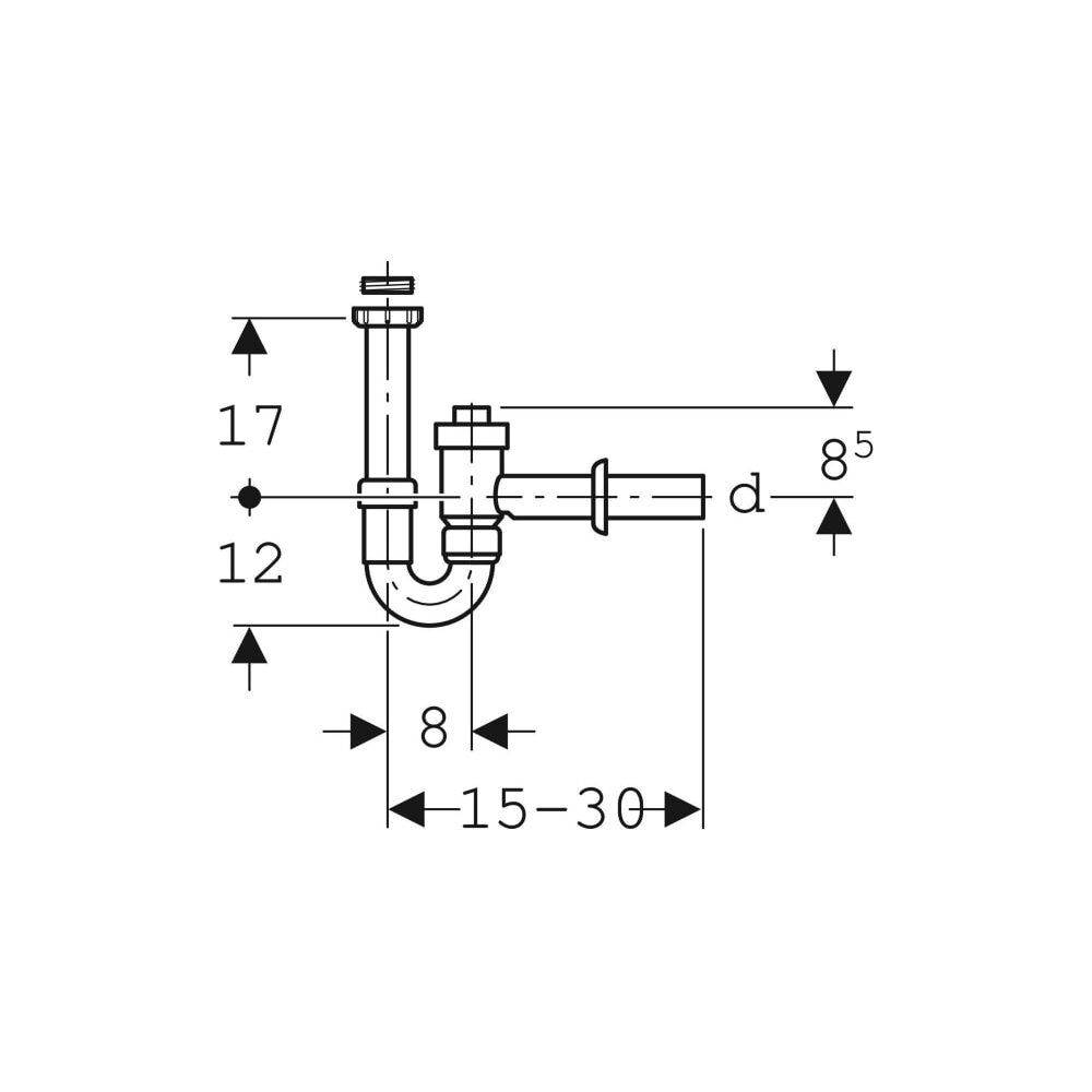 Geberit Röhrensiphon in PP weiss d50mm x G1 1/2 x G1 1/4 reduziert, 1 Stk.