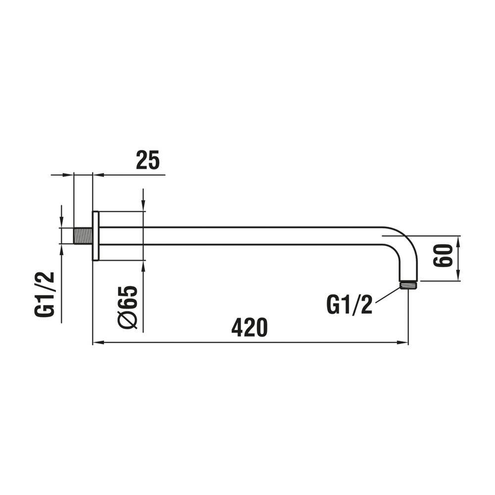Laufen LF Brausewandarm 96010.9 420mm mit runder Rosette f.Regenbrause chrom, 1 Stk.