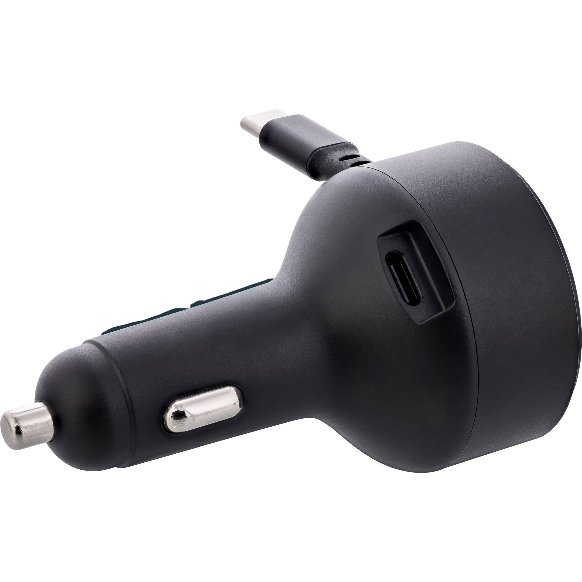 InLine® Dual USB-C KFZ Stromadapter 12/24V, ausziehbares Kabel + Buchse, 75W Strom / Energie / USB
