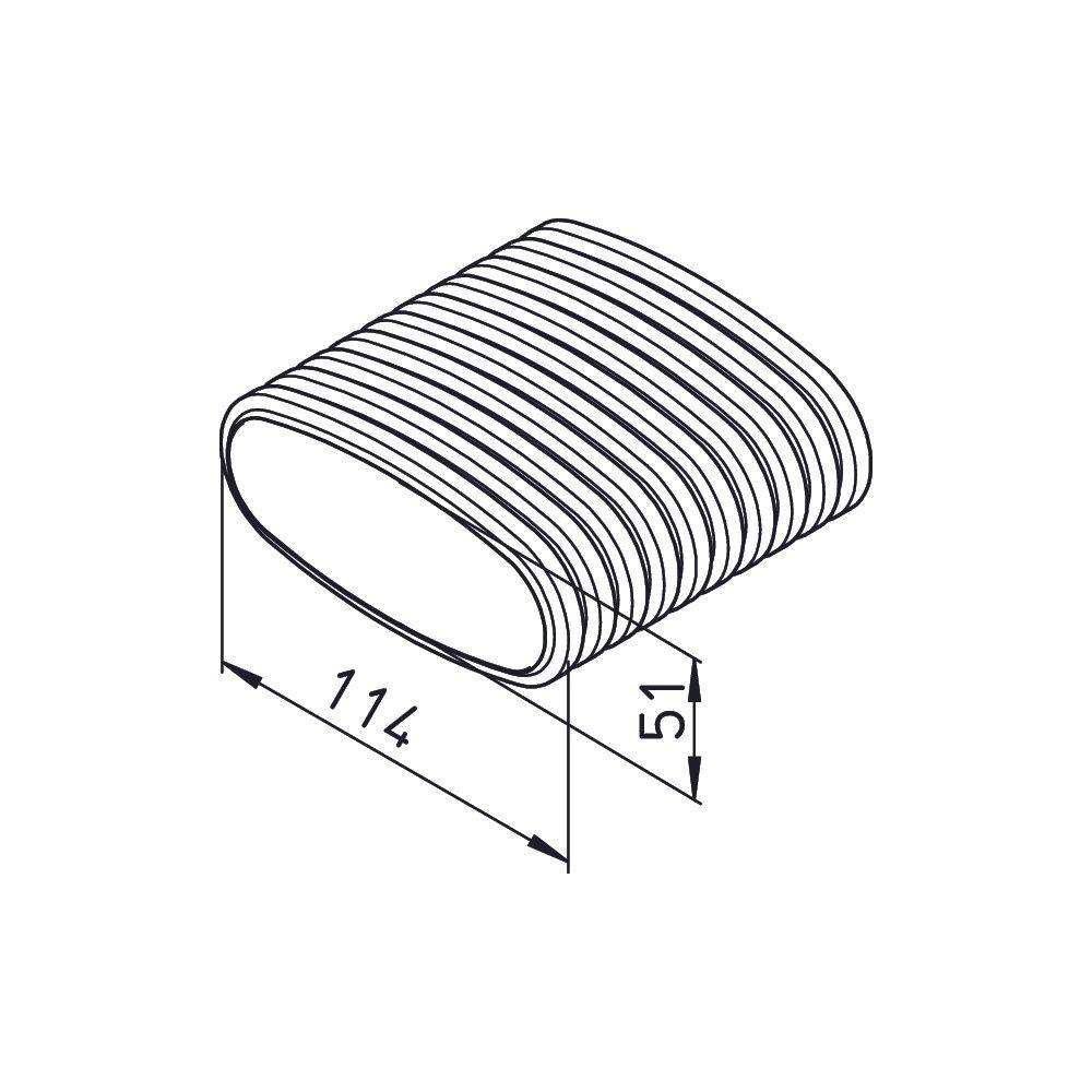 Helios FRS-R 51 FlexPipe Flexibles Lüftungsrohr oval 51x114mm, für Volumenströme bis 30m3/h, Länge 20lfdm