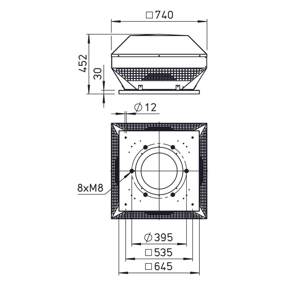 Helios HDH 355 Dachlüftungshaube horizontal, DN