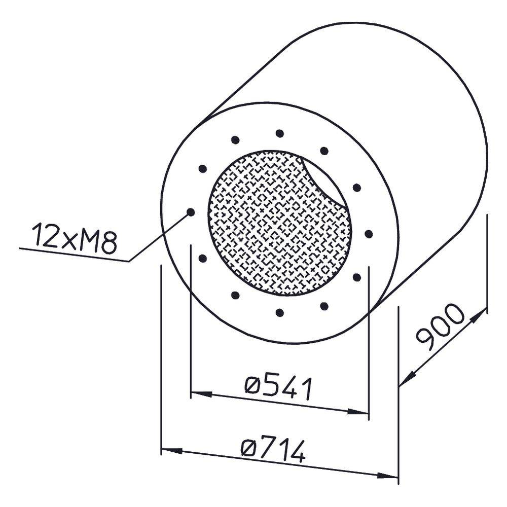 Helios RSD 500/900 Rohrschalldämpfer für Flanschanschluss DN 500, Stahlblech verzinkt