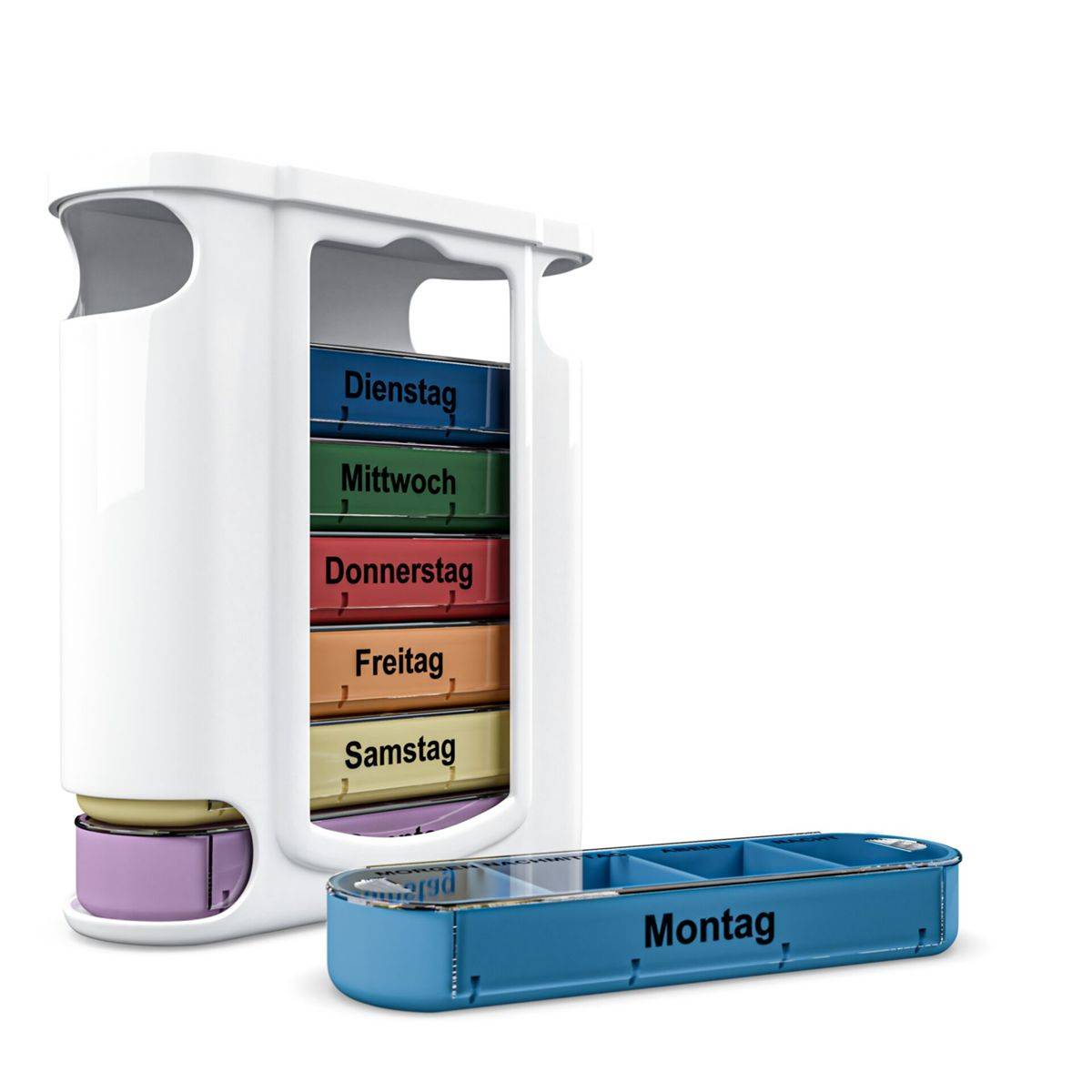 Pillenbox-Wochendose coloriert