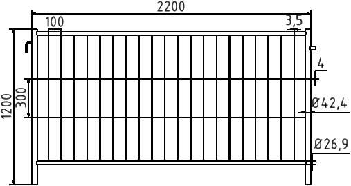 Schake 3B1223H Mobilzaun "Profi" Element mit Haken und Ösen Breite: 2,20 m, Höhe: 1,20 m