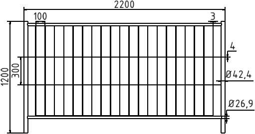 Schake 3B1223 Mobilzaun "Profi" Element ohne Haken und Ösen Breite: 2,20 m, Höhe: 1,20 m