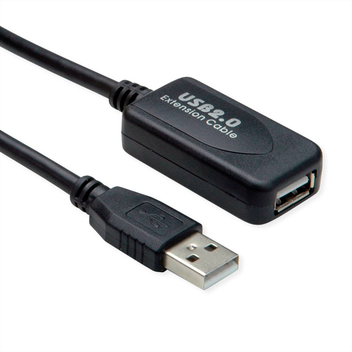 STANDARD USB 2.0 Verlängerung, aktiv, mit Repeater, schwarz, 10 m