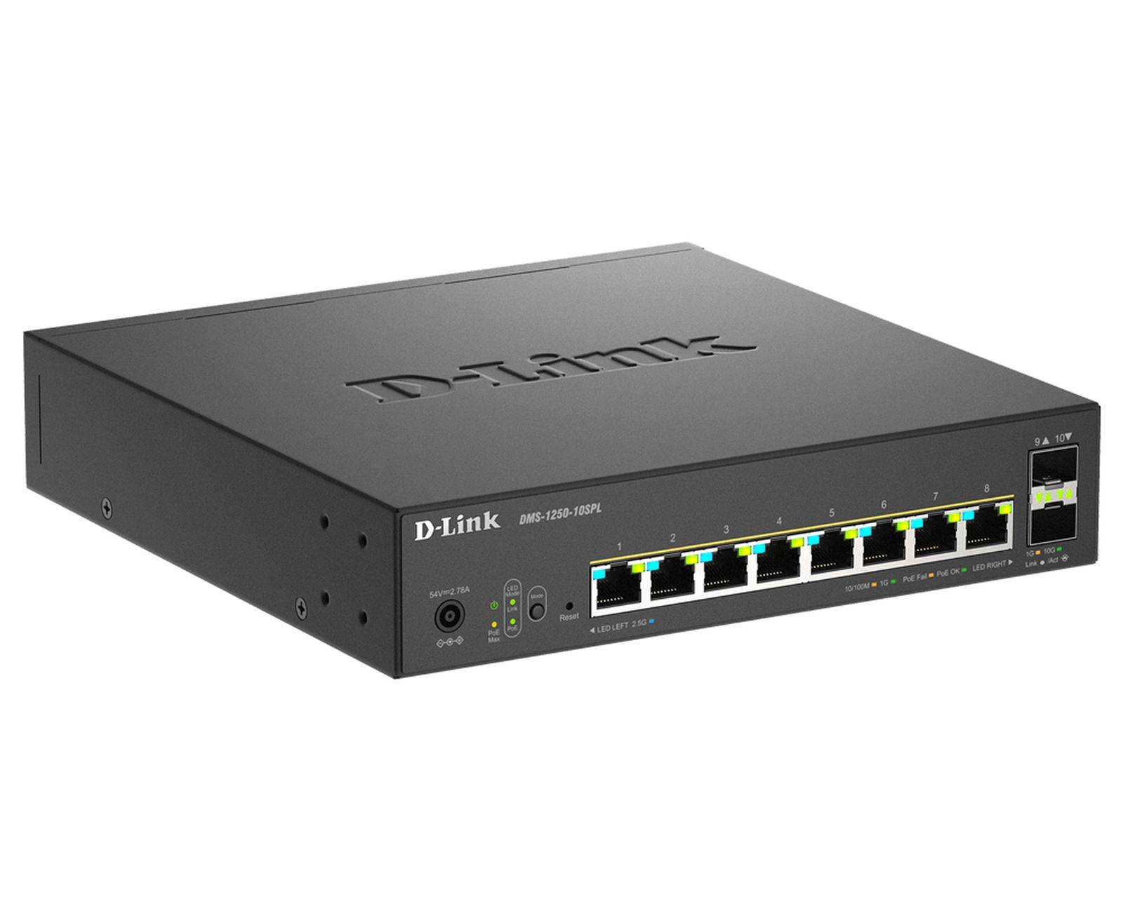 D-Link DMS 1250-10SPL - Switch - L2+ - Smart - 2 x 10/100/1000/2,5G (PoE++) + 6 x 10/100/1000/2,5G (PoE+) + 2 x 10... ->