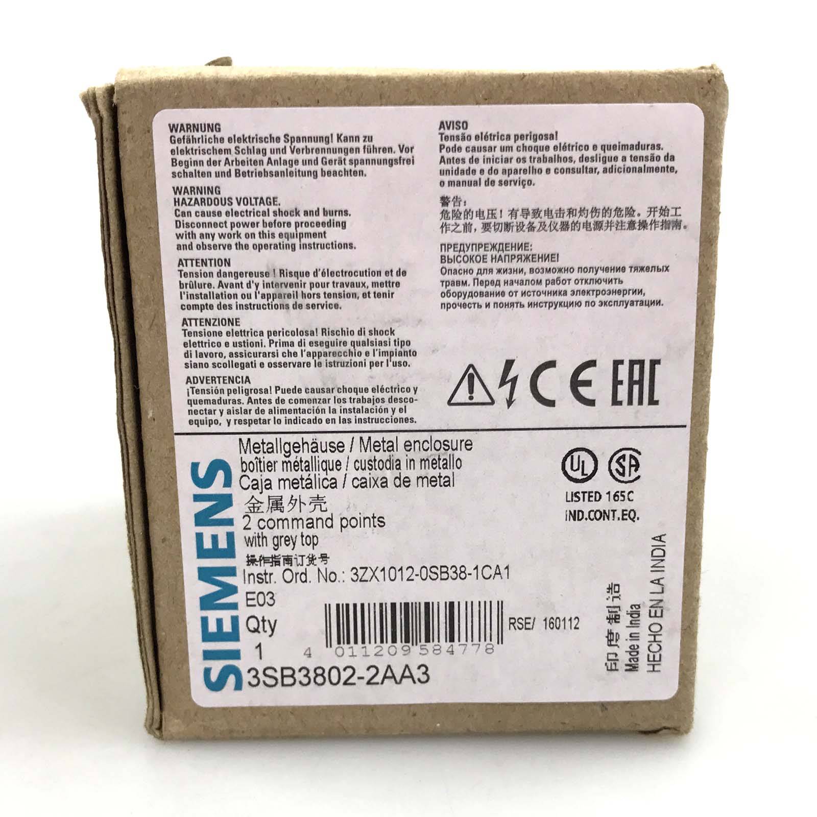 Siemens Indus.Sector Leergehäuse 3SB3802-2AA3