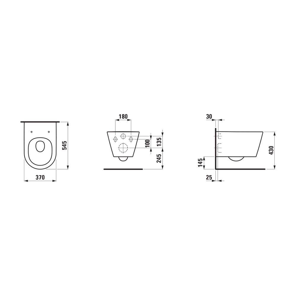 Laufen Wand-WC, Kartell, Silent Flush, Tiefspüler, spülrandlos, 545x370x350mm, weiß, 1 Stk.