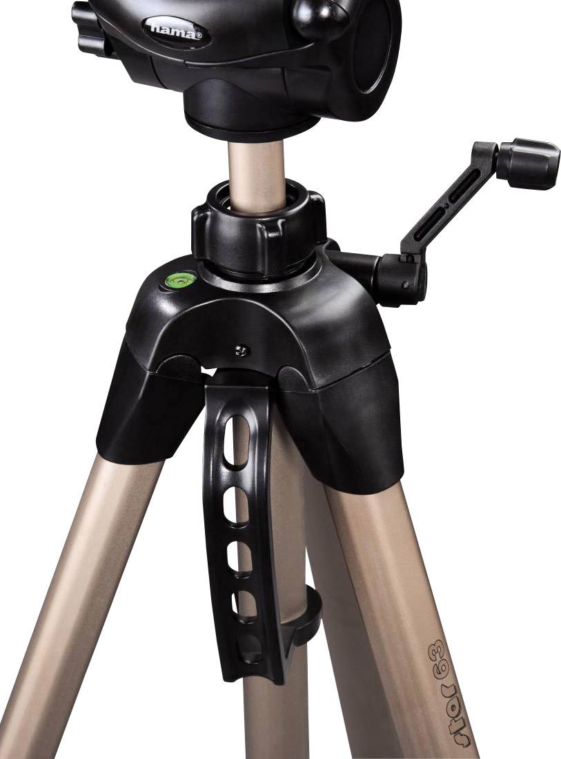 Hama Star 63 Dreibeinstativ 1/4 Zoll Arbeitshöhe=66 - 166 cm Champagner inkl. Tasche, Wasserwaage