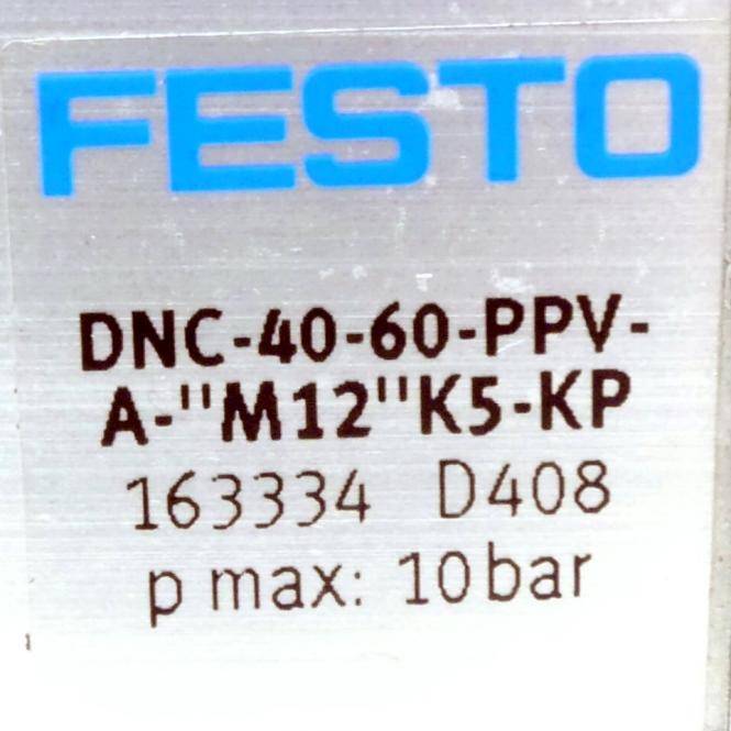 FESTO Pneumatikzylinder DNC-40-60-PPV-A-''M12''K5-KP 163334 (DNC-40-60-PPV-A-"M12"K5-KP)