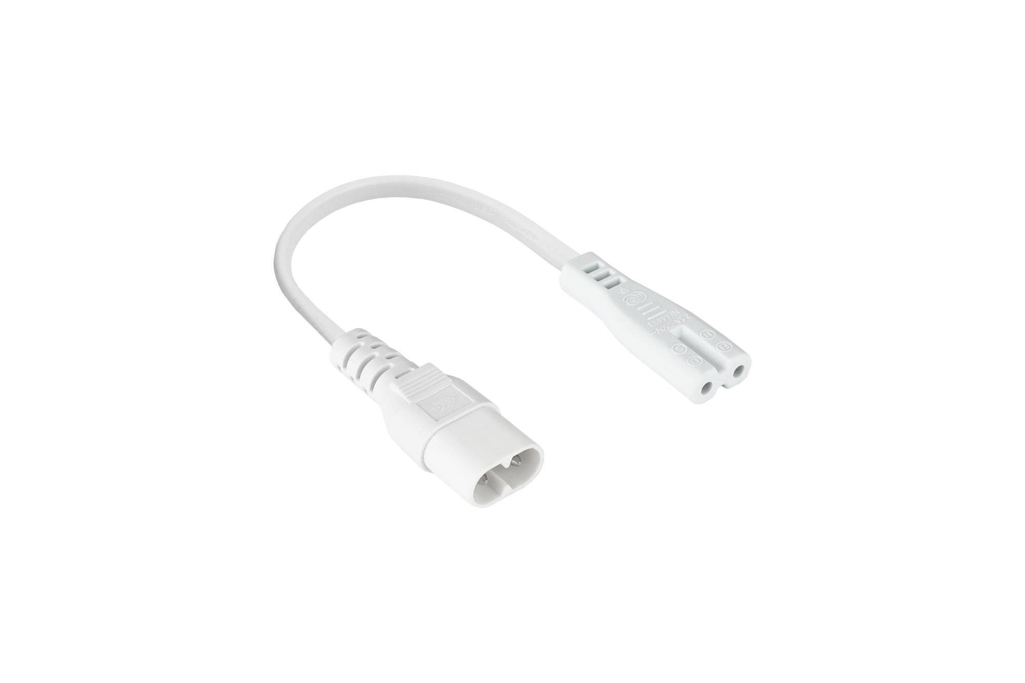 kabelmeister® Euro-Verlängerung Stecker C8 (gerade) an Buchse C7 / Euro 8 (gerade), weiß, 0,75 mm², 0,2m / 20cm