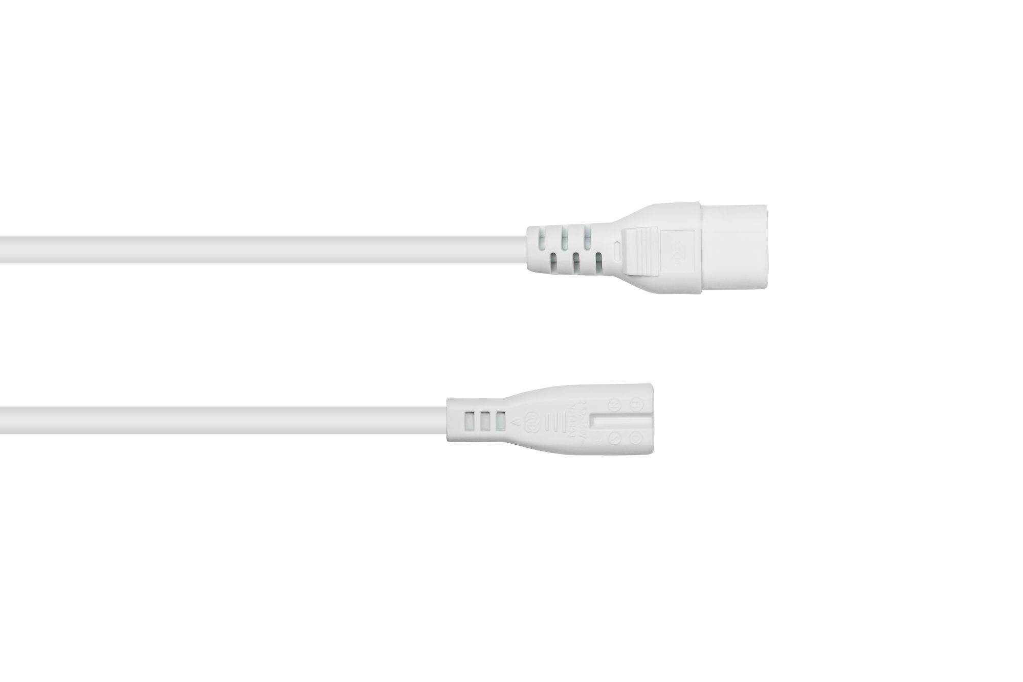 kabelmeister® Euro-Verlängerung Stecker C8 (gerade) an Buchse C7 / Euro 8 (gerade), weiß, 0,75 mm², 0,2m / 20cm