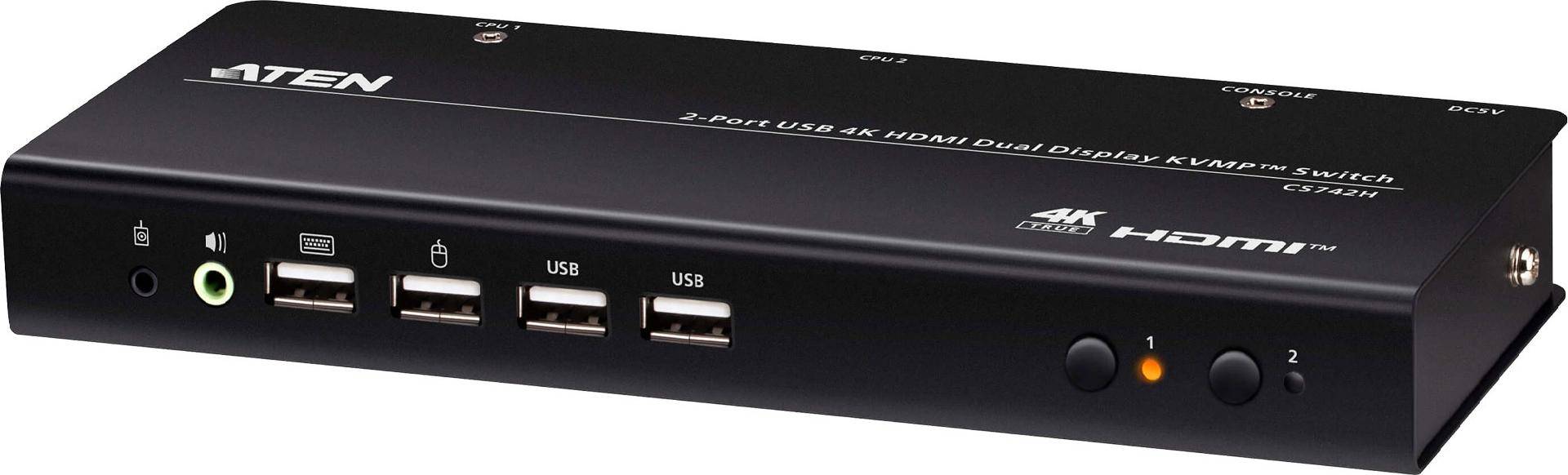 ATEN CS742H USB 4K HDMI Dual Display KVMP Switch - KVM-Umschalter - 2-Port