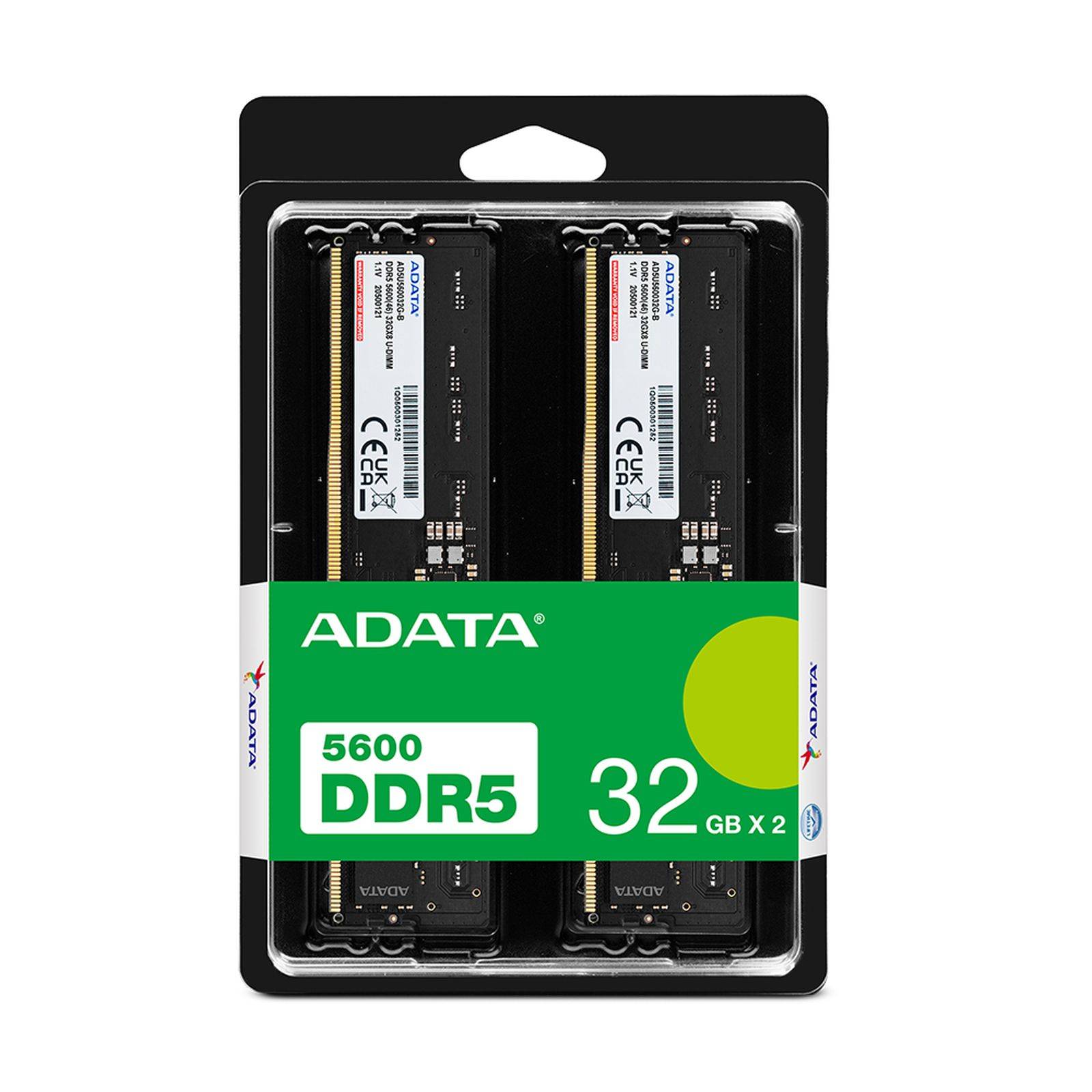 ADATA AD5U560032G-DT, 64 GB, 2 x 32 GB, DDR5, 5600 MHz, 288-pin DIMM