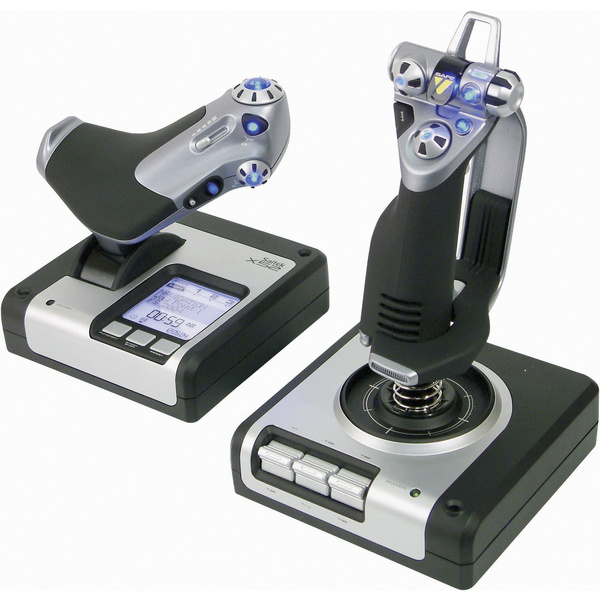 Saitek Logitech Gaming X52 Hotas Flight Control System PS28 Flugsimulator-Joystick USB PC Silber, Schwarz