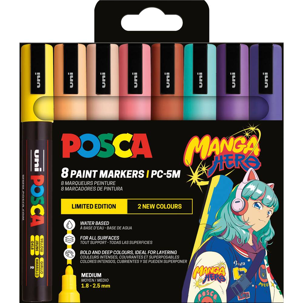 POSCA Marker UNI PC-5M 8er Manga Hero