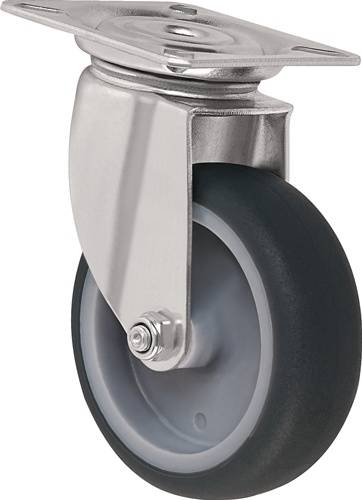 Lenkrolle D.100mm grau Trgf.100kg m.Platte TW