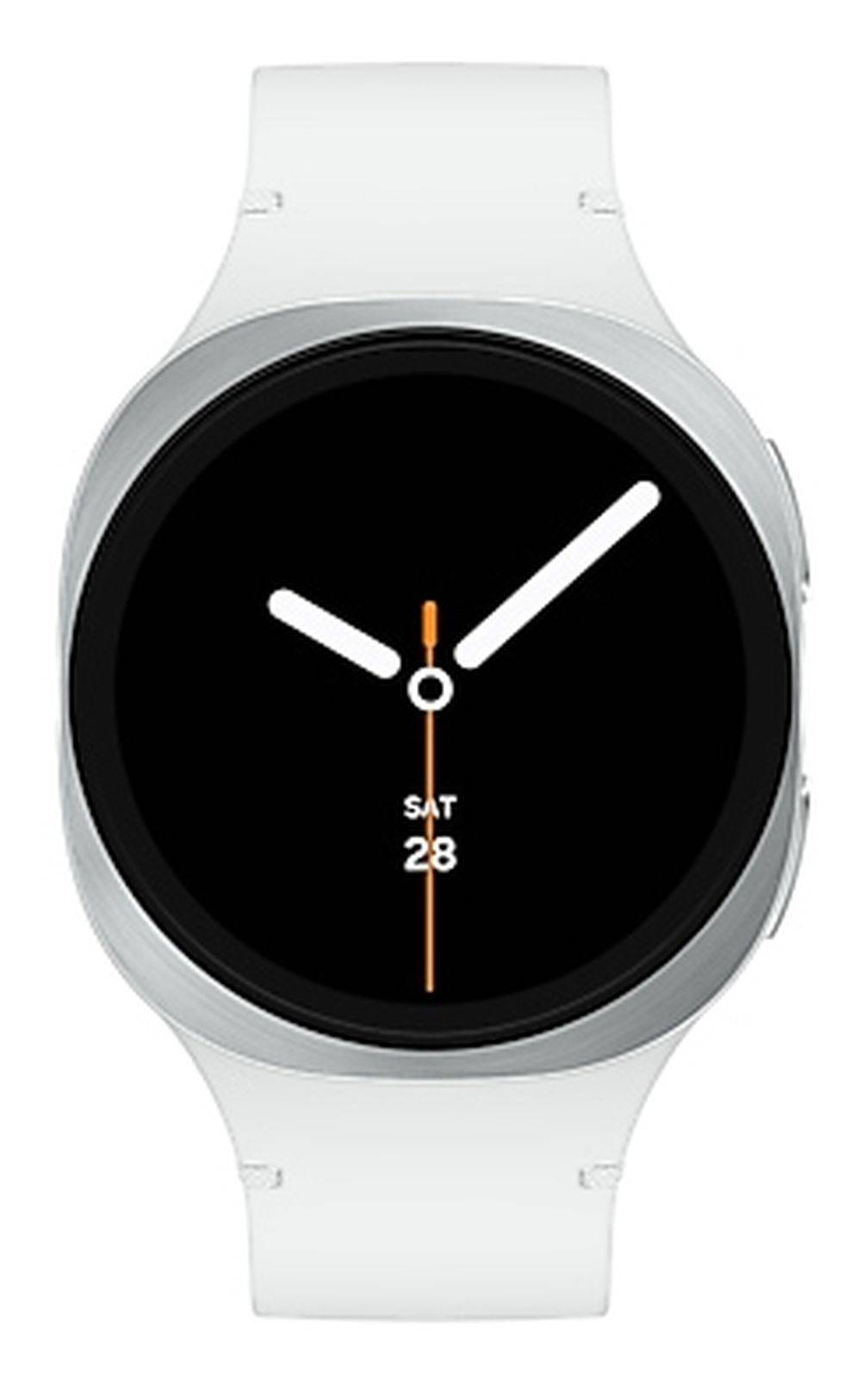 Samsung Galaxy Watch8 - 40 mm - silber - intelligente Uhr mit Sportband - Gummi - weiß - Bandgröße: S/M - Anzeige 3.4 cm