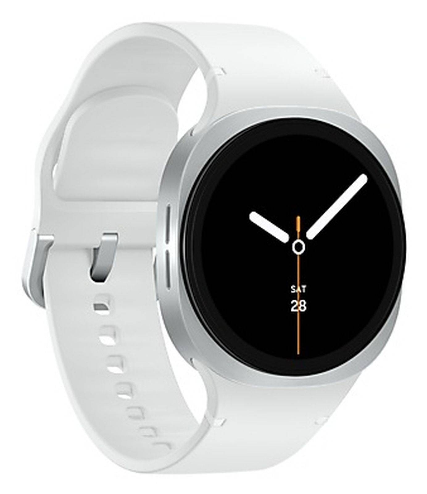 Samsung Galaxy Watch8 - 40 mm - silber - intelligente Uhr mit Sportband - Gummi - weiß - Bandgröße: S/M - Anzeige 3.4 cm