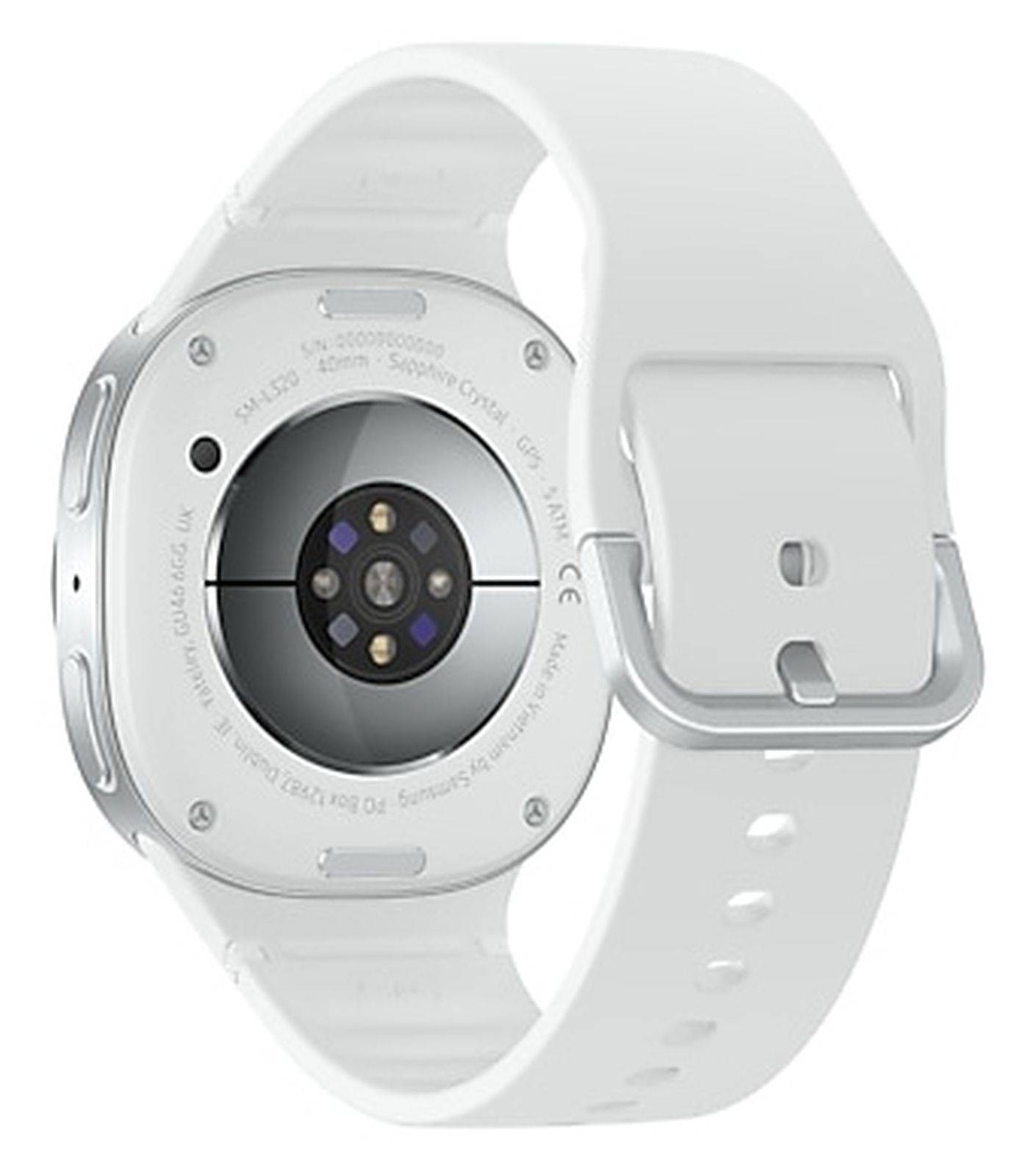 Samsung Galaxy Watch8 - 40 mm - silber - intelligente Uhr mit Sportband - Gummi - weiß - Bandgröße: S/M - Anzeige 3.4 cm