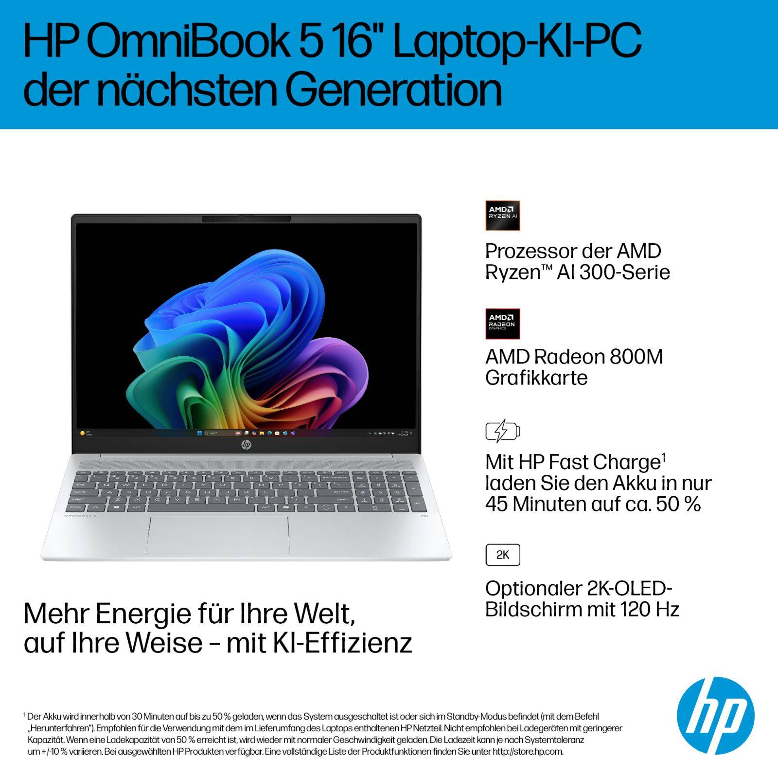HP OmniBook 5 Next Gen AI Laptop 16-ag1452ng - AMD Ryzen AI 5 340 - Win 11 Home - Radeon 840M - 16 G
