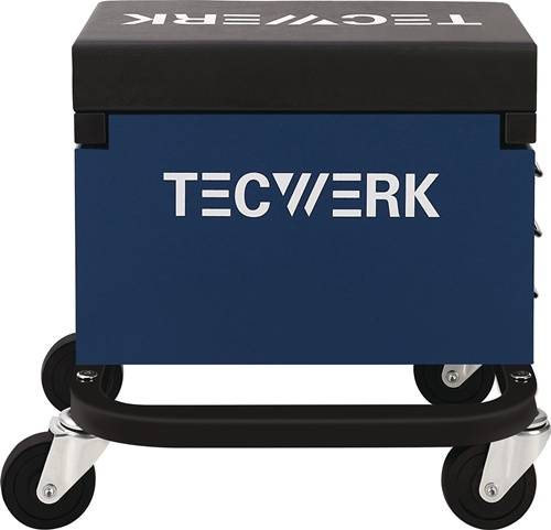 Werkstattrollsitz m.Rl.u.Ablage Kunstlederpolster blau/schwarz TECWERK